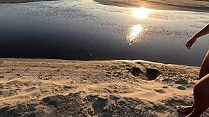 damn check out this anal creampie on the beach she takes it bent over in public