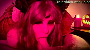 halloween gets steamy when demon girl bends over for rough doggystyle pounding from her guy