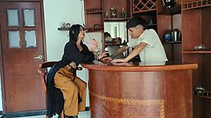 Colombian bar client pays muscular stud for cock sucking