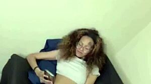 jada slim teases live in panties showing off her curvy legs and small waist