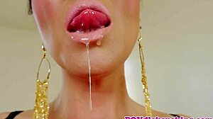 damn this dicksucking milf glamour babe deepthroats close up till hot jizz floods her mouth pov