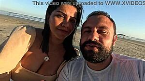 damn check out this anal creampie on the beach she takes it bent over in public