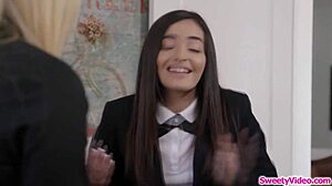 you won't believe how this bratty teen's milf dean licks her wet pussy at the office