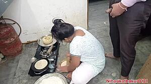 Desi Stepmom's Kitchen Bend-Over Fuels Secret Hard Fuck