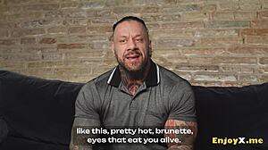 Tatted brunette deepthroats cock then rides cowgirl with rimjob and wet pussy licking