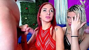 two gorgeous bitches deepthroating at the sloppy work orgy blowbang