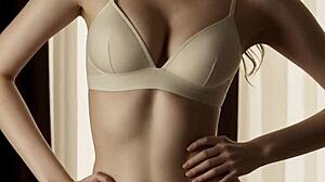 Romanian lingerie model teases barefoot in panties and sexy underwear