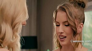 strip if you wanna be maid of honor, cute blonde bride rips brunette maids clothes for cunt licking scissoring squirting