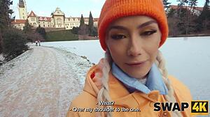 Kinky couple swaps wife for first threesome while boyfriend watches through glass