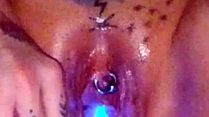 Watch amateur stretch piss hole cum squirt big natural tits pierced nipples wet pussy glowstick winter show!!