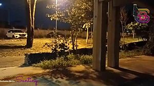 wife bruna santiny 18+ fights hubby then sucks stranger's big cock in public square