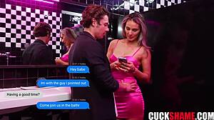 cuckold hubby sneaks into bar toilet with wife and stranger for fun