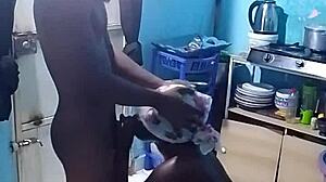 WOW BENT OVER EBONY WITH BIG PUSSY LIPS GETS DOGGYSTYLE IN KITCHEN PT1!