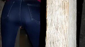 hey i caught this stranger masturbating hard in jeans out there