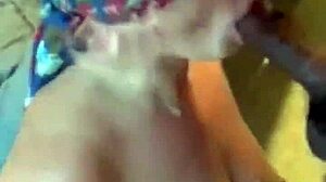 Masked bbw milf gets blindfolded and face fucked hard by monster bbc gagging