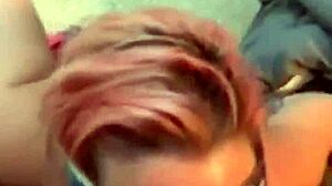 Masked bbw milf gets blindfolded and face fucked hard by monster bbc gagging