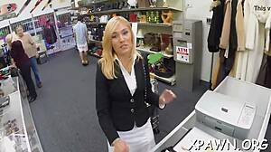 Intense shop sex bends her over for rough pounding