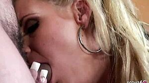 blonde bombshell cougar phoenix marie in lingerie black stockings seduces fucks creampies wide pussy