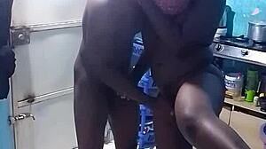 WOW BENT OVER EBONY WITH BIG PUSSY LIPS GETS DOGGYSTYLE IN KITCHEN PT1!