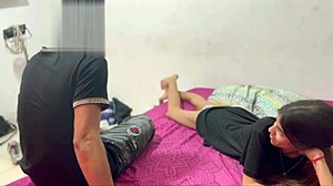 In my boring room, I call my stepsister for fun times, leading to our full steamy play story.