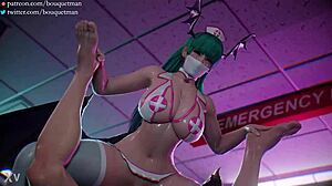 gostosa succubus morrigan spreads legs wide for intense street fight fucking session