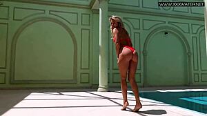 Hot Russian Pornstar Mary Kalisy Bikini Nude Poolside Public Small Tits Shower