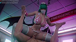 gostosa succubus morrigan spreads legs wide for intense street fight fucking session