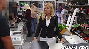 Intense shop sex bends her over for rough pounding