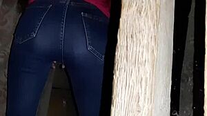 hey i caught this stranger masturbating hard in jeans out there