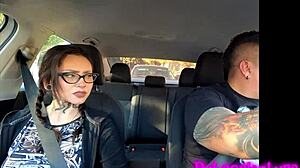 Tattooed Latina's steamy casting kisses lead to car fuck before hotel