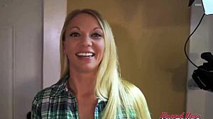 Country Blonde Montana Shaved Pussy Masturbation Cock in Mouth Cumshot Blowjob