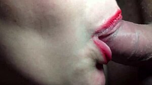 red lips wrap tight around your throbbing cock for sloppy cum gulp
