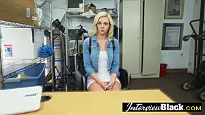 Slutty Petite Blonde Teen Fucked Hard by BBC Boss with Small Tits