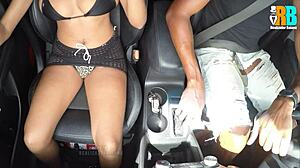 married slut flashes tits then fucks endowed stud for cuck hubby