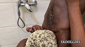 black stud bends iman spicy over in hot bath for hardcore doggystyle pussy slamming