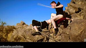 brooke johnson bound masochist craves brutal caning piss drink and facesit rimjob on desert rocks