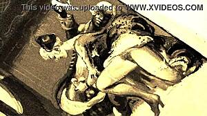 Vintage Erotic Art Beaver Hairy Pussy Antique Retro Scenes Exposed