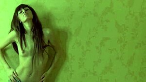 hot girlfriend strips out of tight jeans teasing her curves before begging for rough sex