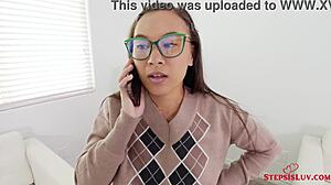 stepsis kimmy kim with brown eyes gets fucked deep by jay rock on bed doggystyle cowgirl