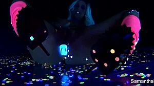 samantha saint spreads her big tits pussy and ass wide open for intense solo masturbation play