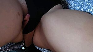 Shameless Bus Girl's Vibrating Toy Groped By Stranger's Cum Load