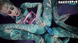 whoa these psychedelic hippies pip and dildo go wild on anal play... ass to mouth teasing