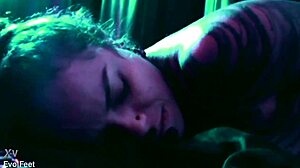 arachne dominates her slave's cock with feet while he gags on her toes and moans in barefoot torment