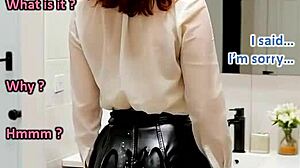 redhead secretary joi bukkake cumswallow leather skirt jerkfest