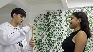 perverted latina stepsis gets so horny during pool lesson she begs horny stepbro to fuck her on table pov