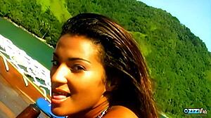 brunette milf's small tits jiggle during outdoor anal orgasm explosion!