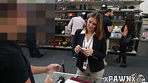 broke milf with big tits and ass sells her wet cunt for monster cock at pawnshop