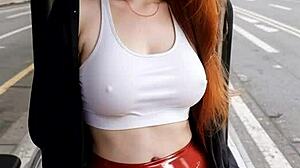 redhead secretary joi bukkake cumswallow leather skirt jerkfest