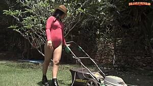 Scorching Brunette's Footjob Teases Shaved Pussy to Orgasm Eruption!