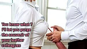 redhead secretary joi bukkake cumswallow leather skirt jerkfest